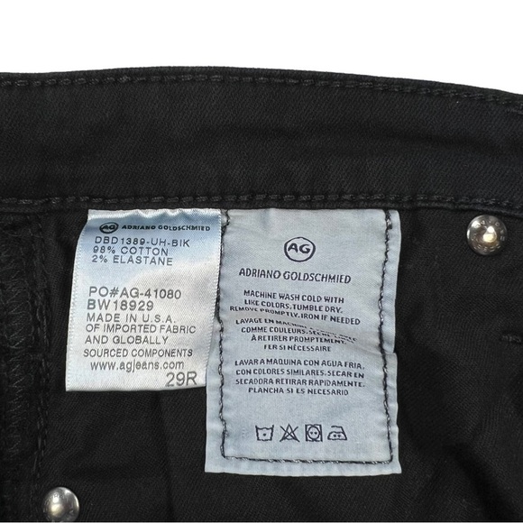 AG The Legging Ankle Super Skinny in Black Raw Edge Slit Cuffs Size 29 - Picture 7 of 12